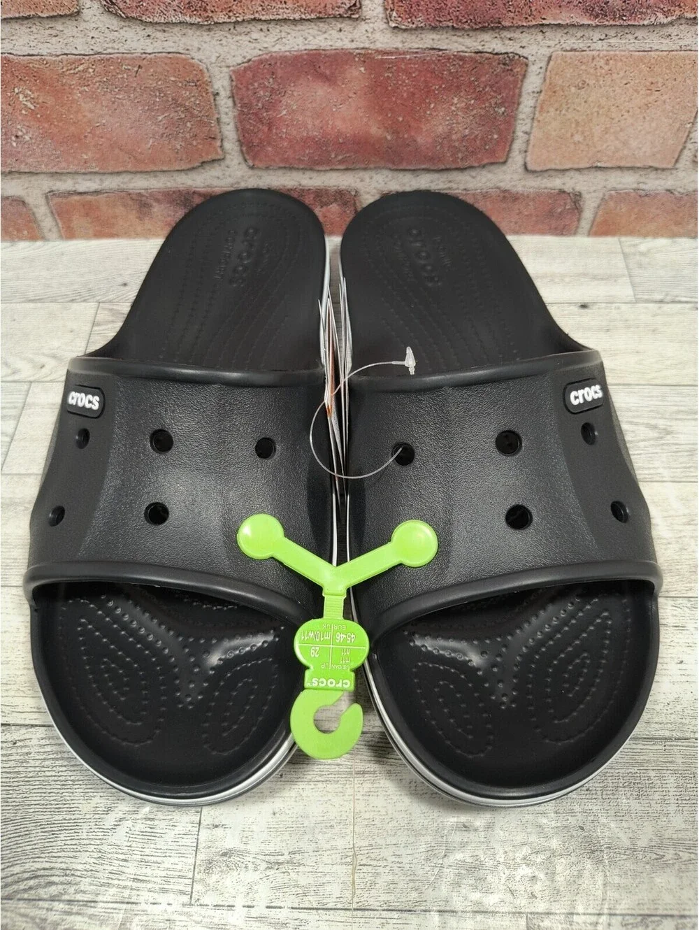 Crocs Bayaband Slide Sandals Men's Size 11 Black/White 205392-066 NWT